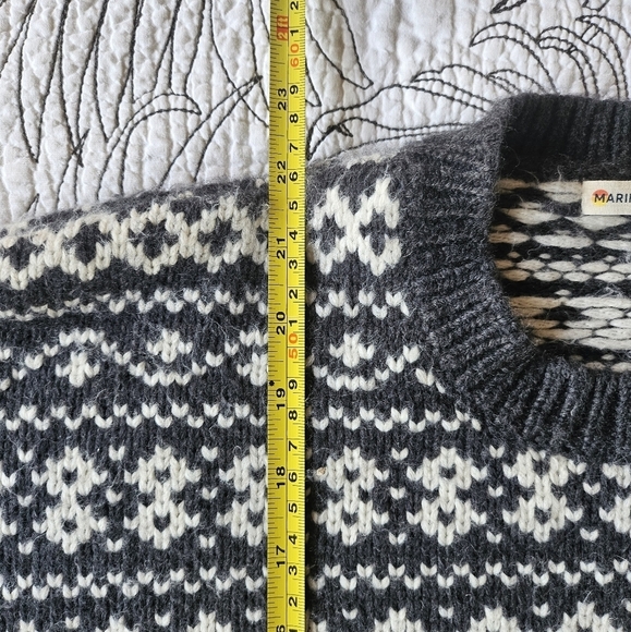 GUC Marine Layer Jill Fair Isle Wool Alpaca Crew Sweater Charcoal Cream XL - Picture 10 of 11